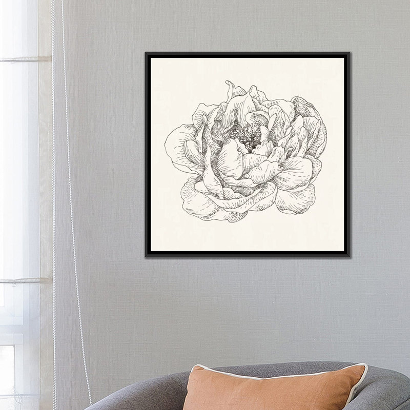 V, impression sur toile tendue Pen And Ink Florals, H 12 po x l 12 po x P 1,5 po, Toile tendue, Pas de tapis