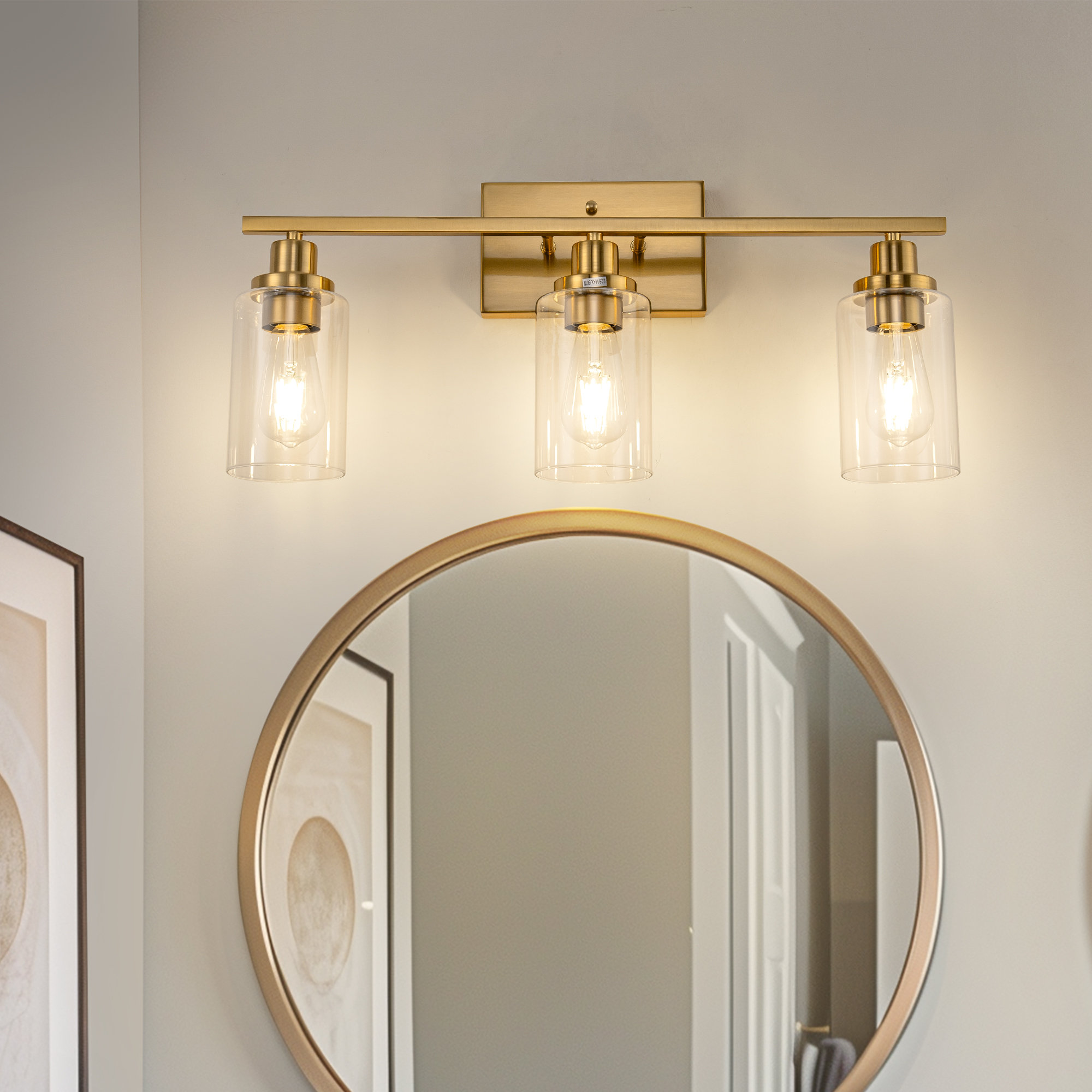 17 Stories Breeonna 3-Light Dimmable Bathroom Vanity Light with Clear ...