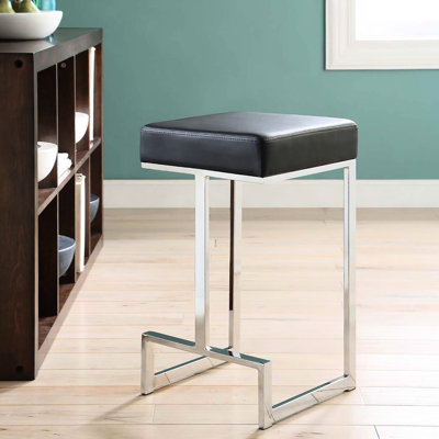 Chaise de comptoir moderne carrée noire avec rembourrage épais et confortable de 2 pouces
