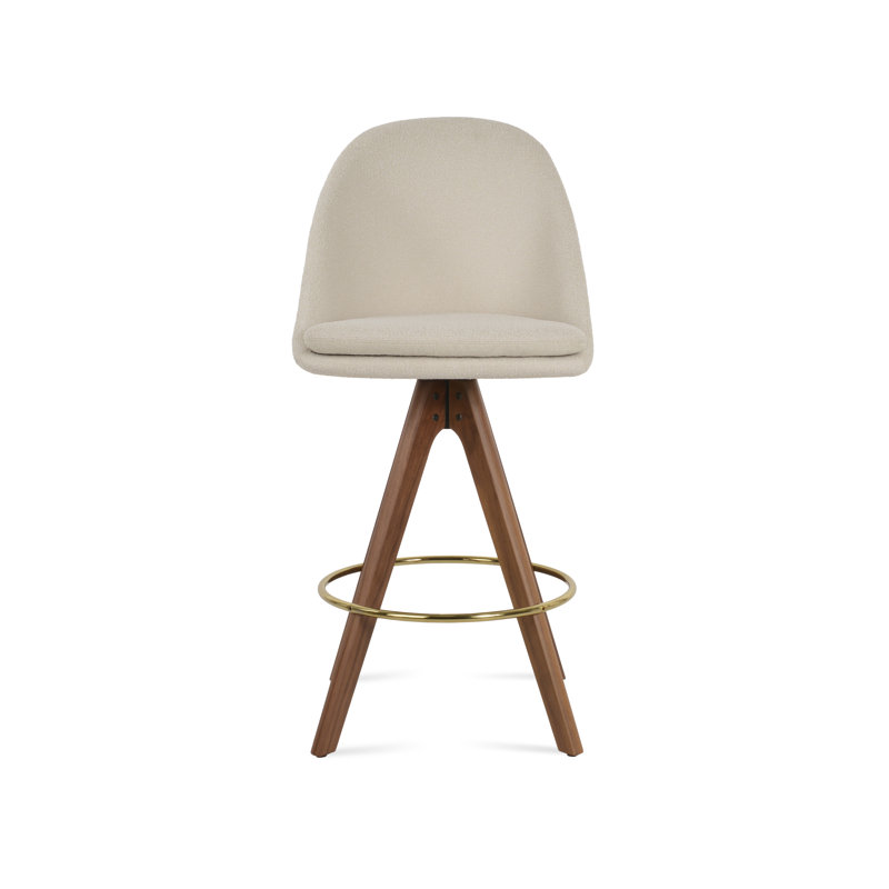 Tabouret de bar et de comptoir Avanos, Noyer américain / repose-pieds doré, Tabouret de bar (siège d'une hauteur de 28,7 po)