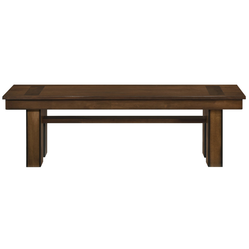 Banc en bois à finition noyer de 58 po x 16 po et 18 po pour les espaces transitionnels décontractés - 18 po x 16 po