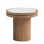 Table d'appoint ronde 19,49 po - Bois aggloméré, plateau en pierre frittée - noyer-129581647