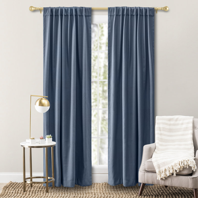 Cedarpoint Elegant Striped Design Rod Pocket Room Darkening Curtain Panel, Deep Blue, 54" W x 96" L