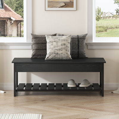 47" Lift Top Storage Bench with Shelf