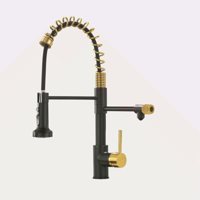 Purifier Kitchen Faucet Drinking Water Faucet, Pull Down Water Filter Kitchen Sink Faucets (Black And Nickel Gold )