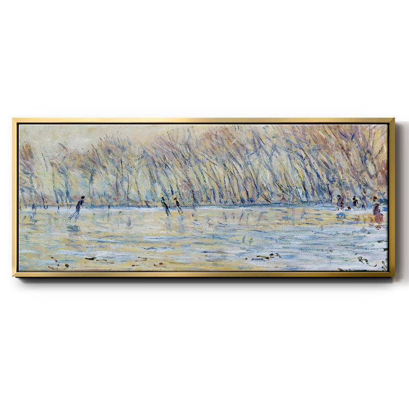 Skaters at Giverny, 1899, reproduction d'art sur toile, H 8 po x l 20 po x P 1,5 po, Toile avec cadre doré