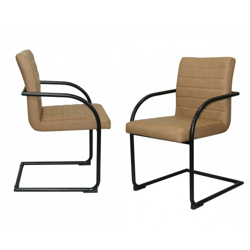 Dewey - Ensemble de 2 chaises de salle à manger modernes, Brun clair