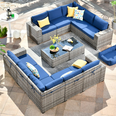 Evanna Wicker 10 - Person Modular Patio Conversation Set with Cushions