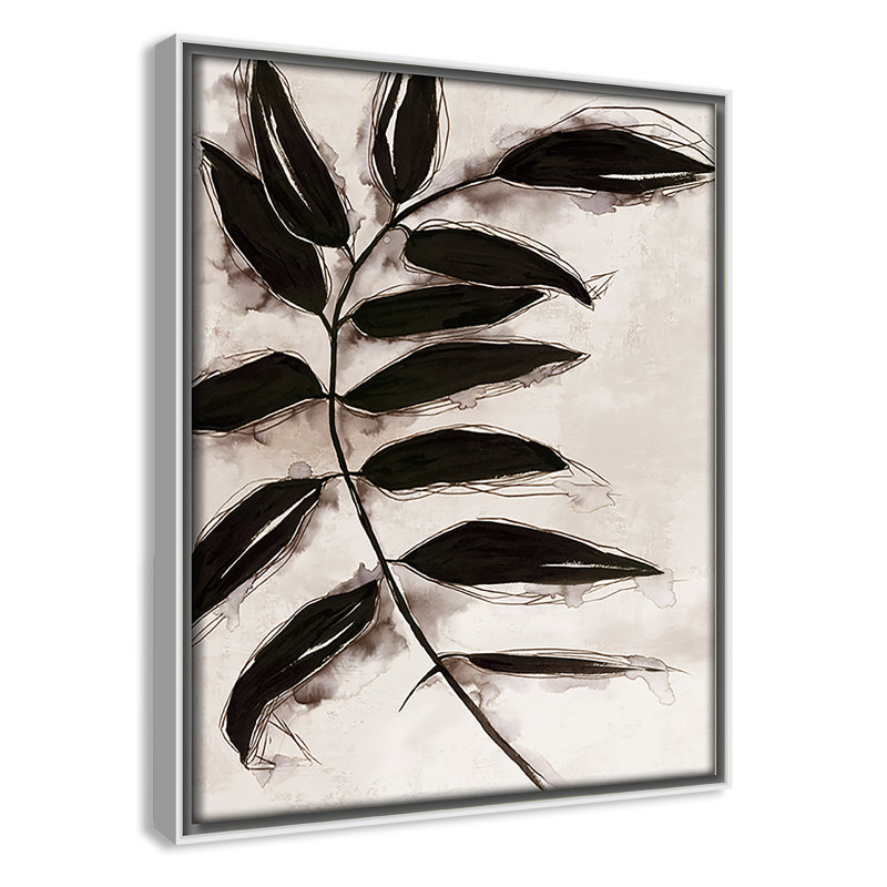 Feuilles II - Toile à cadre flottant, H 11,5 po x l 9,5 po x P 2 po, Cadre blanc