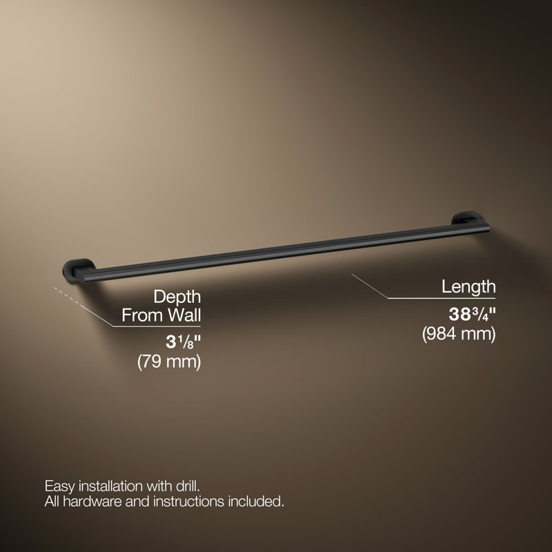 Belay Grab Bar, 1.75" H x 36" L, Matte Black