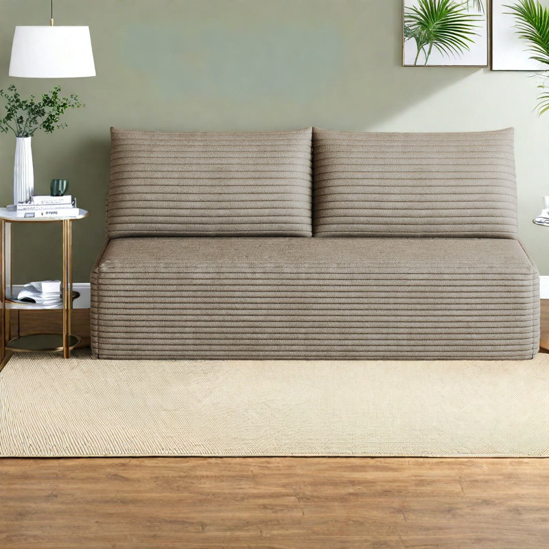 Canapé d'angle à compression, canapé compact moderne en velours côtelé moelleux pour la maison, Tan