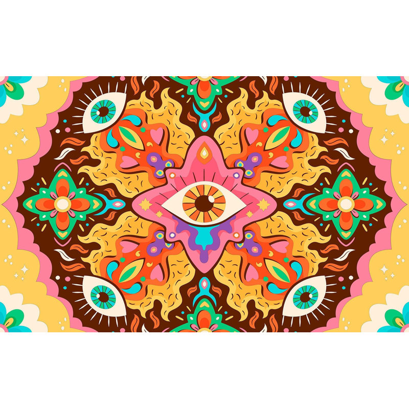 Papier peint de qualité supérieure - Motif psychédélique, L 120 po x l 180 po