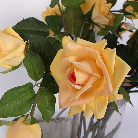 Silk Roses Arrangement, Champagne Yellow, 1 Stem