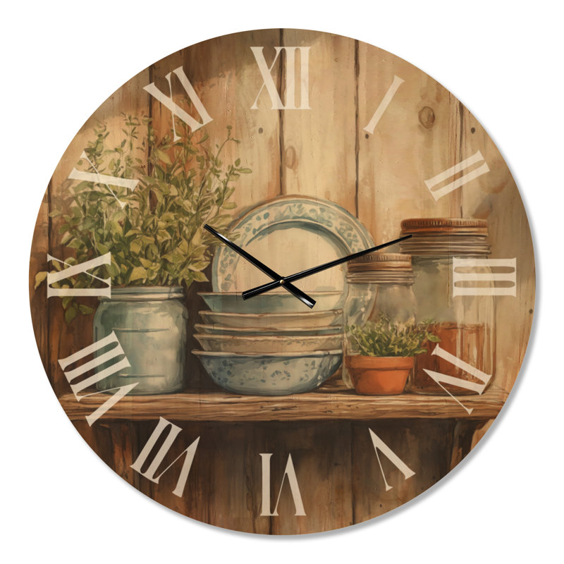 Grande horloge murale nature bois, Oversized