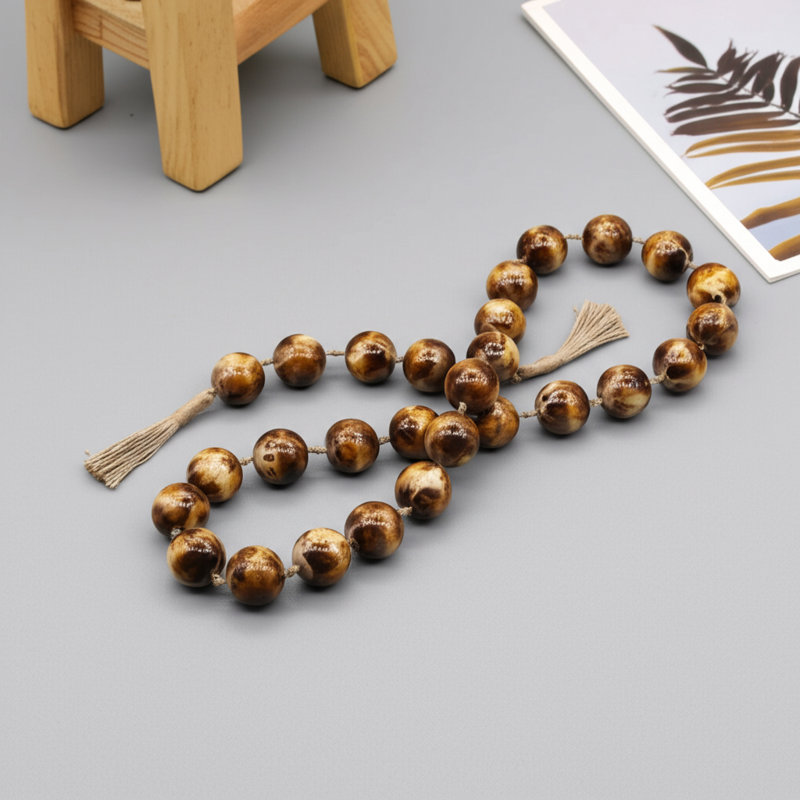 Sagebrook Home 40" Swirled 2" Resin Beaded Garland, Green, Brown