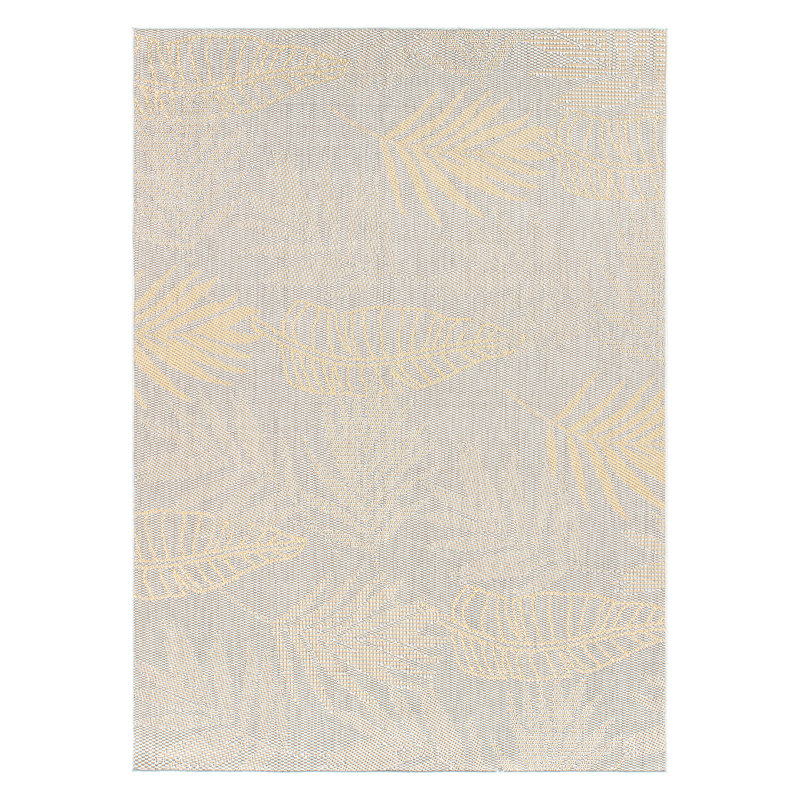 Tapis intérieur / extérieur rectangulaire en polypropylène tissé à plat à la machine en jaune, Rectangle 7 pi 10 po x 10 pi