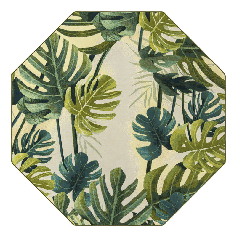 Tapis intérieur / extérieur floral Cindina, Octogone 7 pi 1 po x 7 pi 1 po