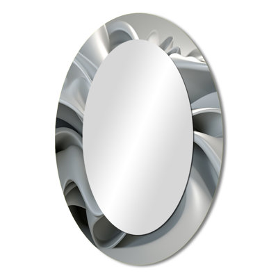 Grey Infinite Ripples - Gray Modern Oval Wall Mirror