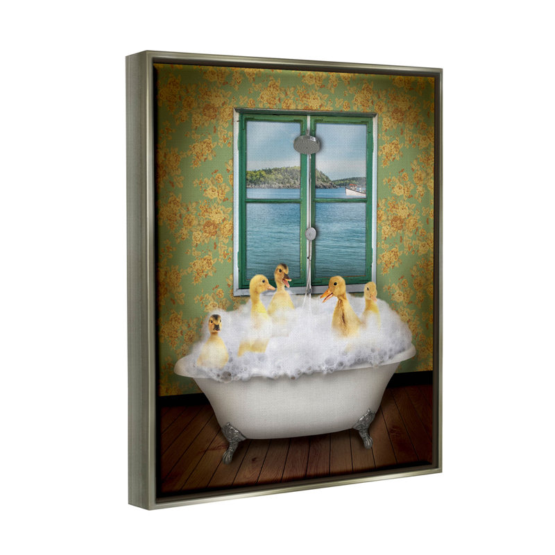 «Ducks Bathing Tub Ocean View», estampe numérique par John Hovenstine, H 21 po x l 17 po x P 1,7 po