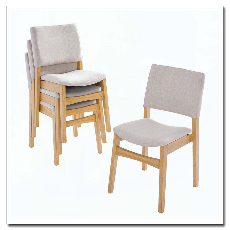 Ensemble de chaises de salle à manger rembourrées empilables, Naturel, 2