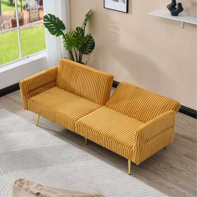 Corduroy Sofa Bed, Foldable Double Sofa Bed With Folding Armrests, Suitable For Living Rooms And Small Spaces