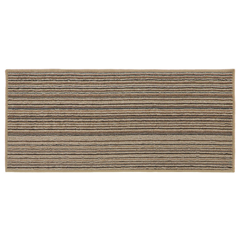 Non-Slip Striped Doormat, Beige, Rectangle W57 x L150 cm