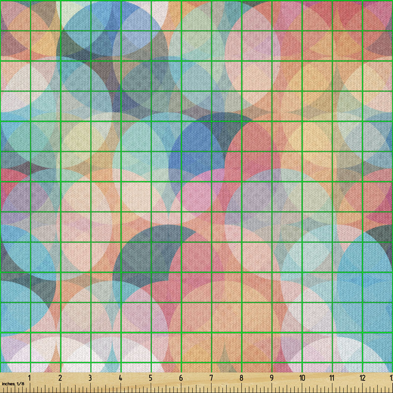 Ambesonne, tissu coloré par The Yard, impression bohémienne de couleur avec cercles qui se croisent dans un ordre régulier
