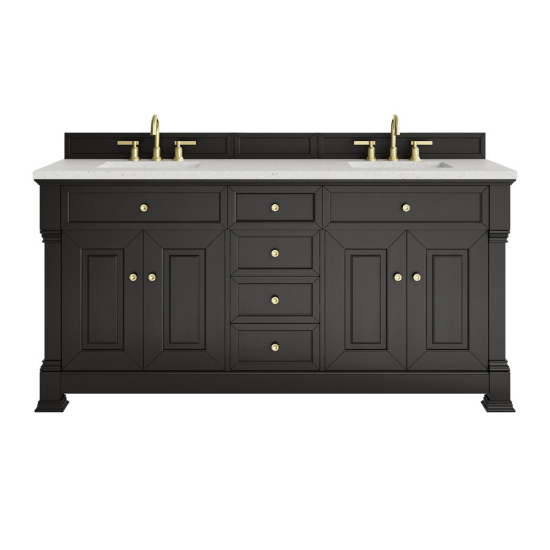 Brookfield 72'' Double Bathroom Vanity with Top, Lime Delight, Black Onyx