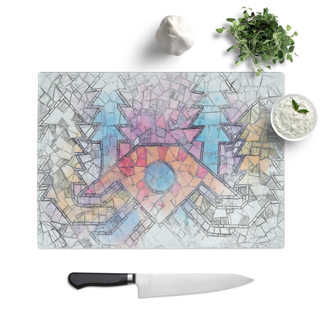 Glass Mosaic Arrows in Abstract Chopping Board