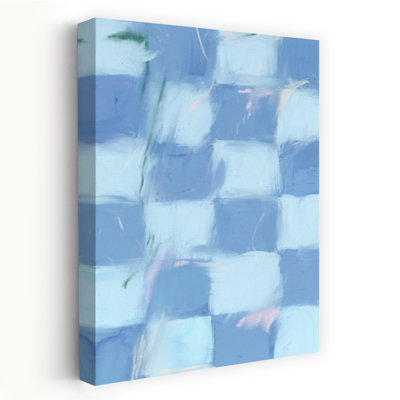 «Blue Checker Dream», art mural contemporain contemporain abstrait