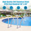304 Stainless Steel Inground Pool Handrail with Blue Non-Slip Handle Covers – Quick-Install Railings with 385 Lbs Load Capacity