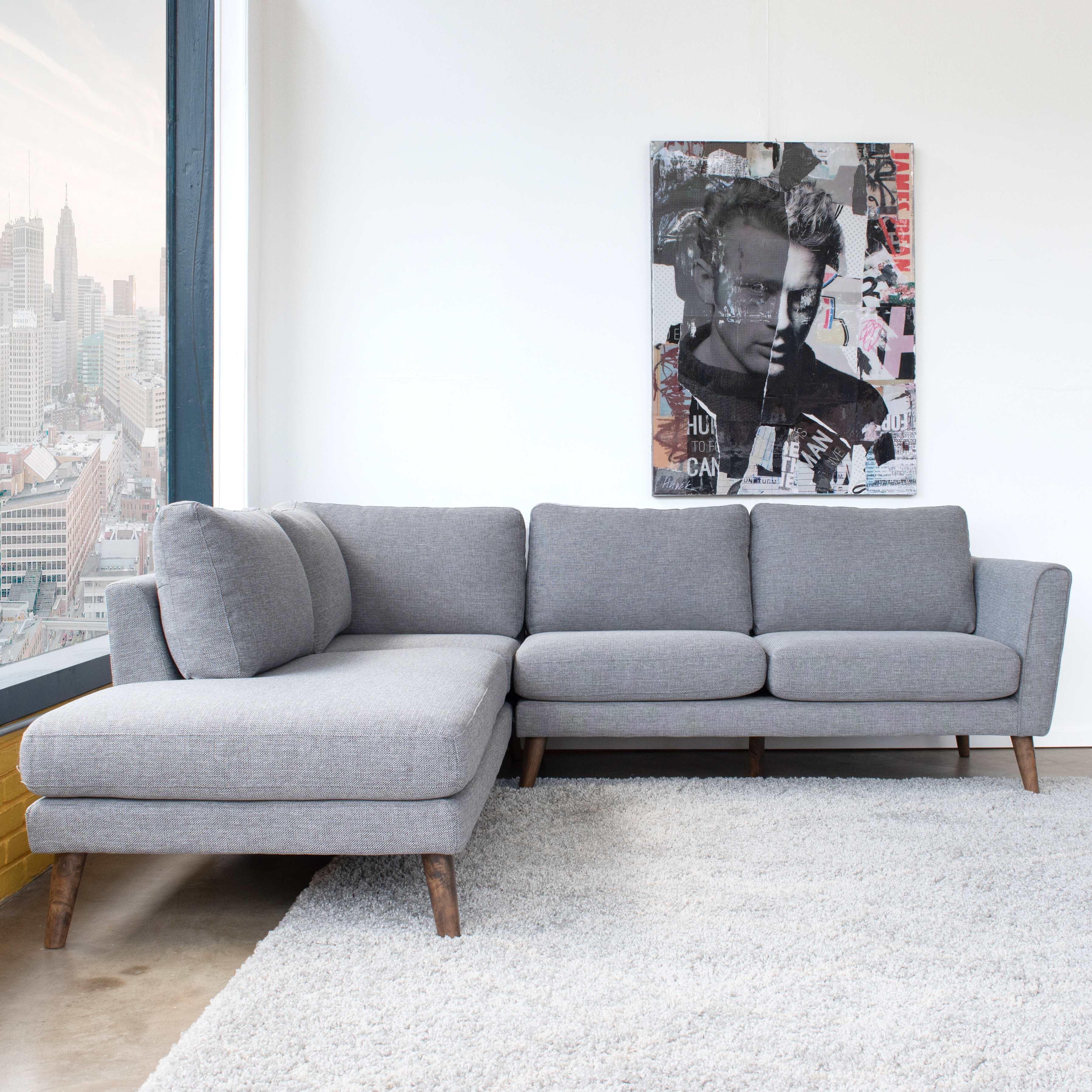 Mid century modern gray shop sectional