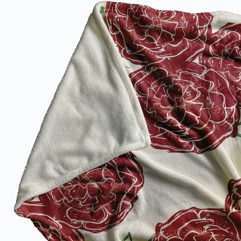 Wakeland Plain Weave / Muslin Throw Blanket, Ivory/Red