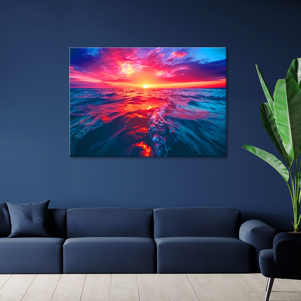 Leinwanddruck, Sonnenuntergang über dem Meer - Wrapped Canvas Print