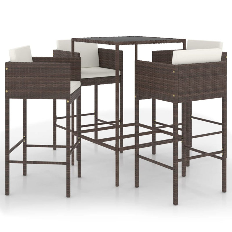 Bar Set Steel Frame Material, Brown, White