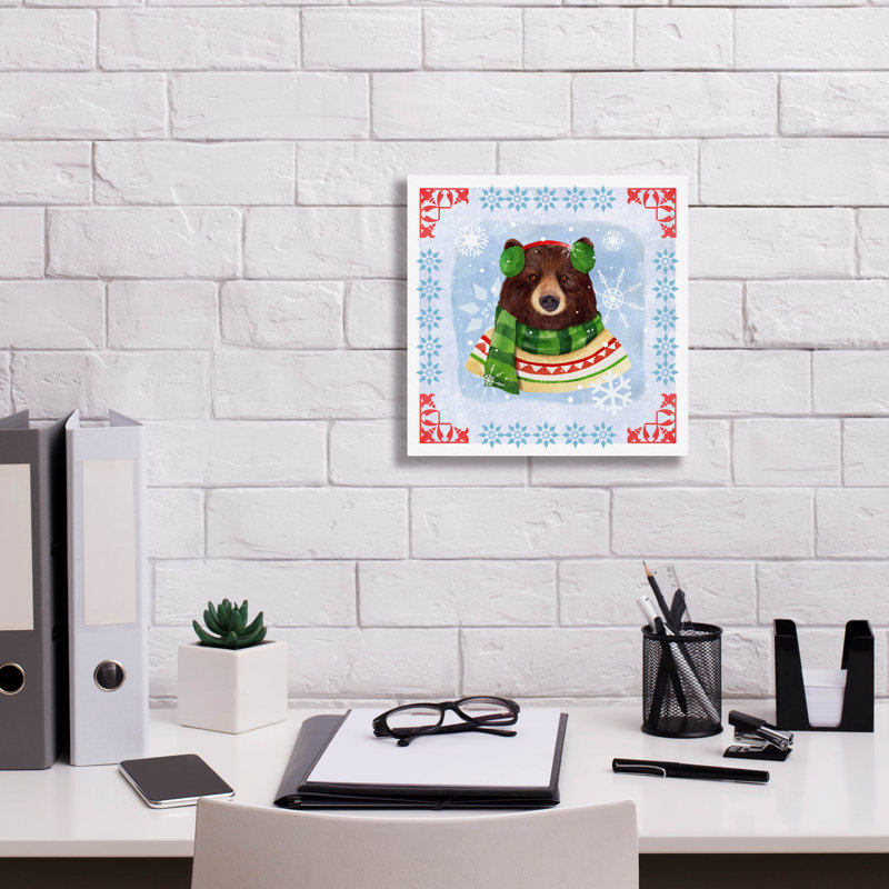 «Winter Bear» par Fiona Stokes-Gilbert, art mural sur toile, H 12 po x l 12 po x P 0,75 po
