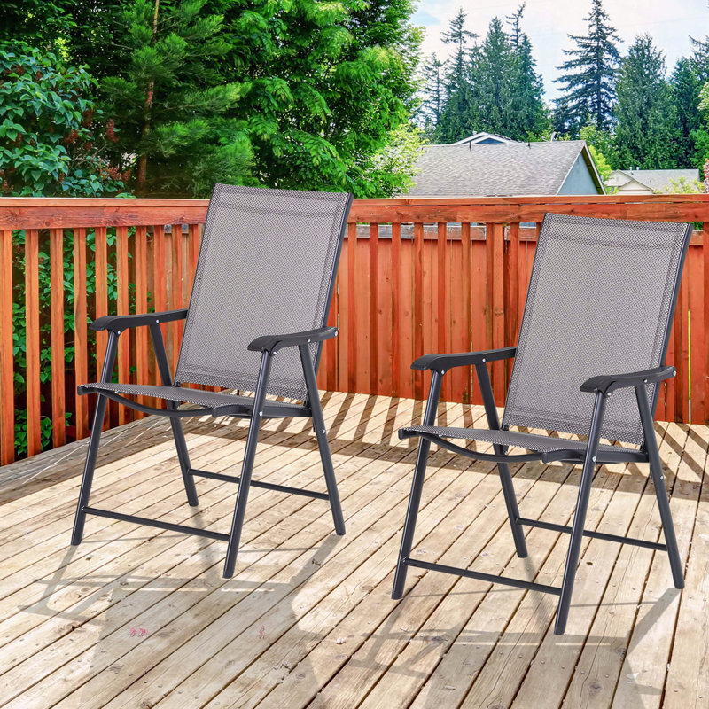 Ensemble de 2 chaises de patio pliantes Outsunny avec filet respirant et structure en acier thermolaqué