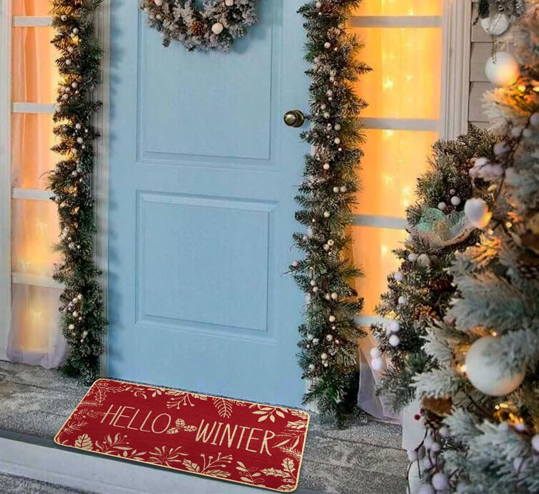 The Holiday Aisle® Hello Winter Door Mat, a Welcome Doormat with Winter ...