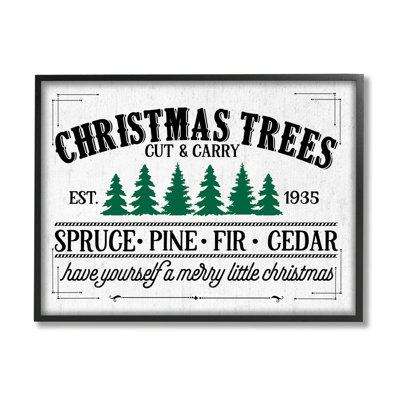 «Christmas Trees Vintage Sign» par lettré et doublé - art textuel sur bois