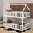 Sereno Solid Wood House Bunk Bed with Fence and Door-299017555