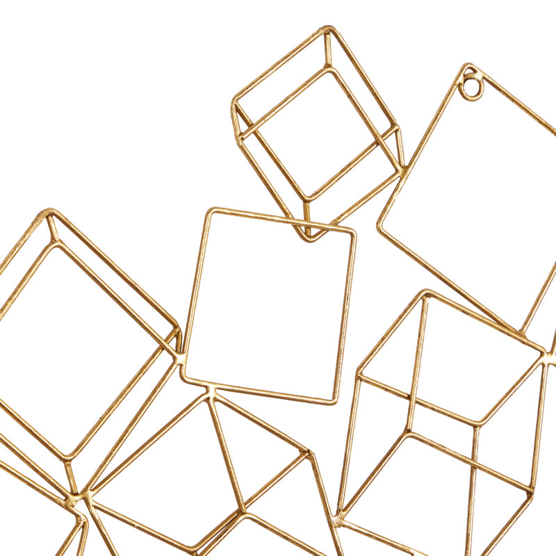 Round Cubic Gold Metal Wall Décor, 32" X 32"