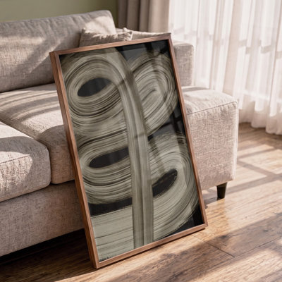 «Flowing Strokes» par Treechild - Art mural abstrait - reproduction encadrée matte 24 x 36 (or)