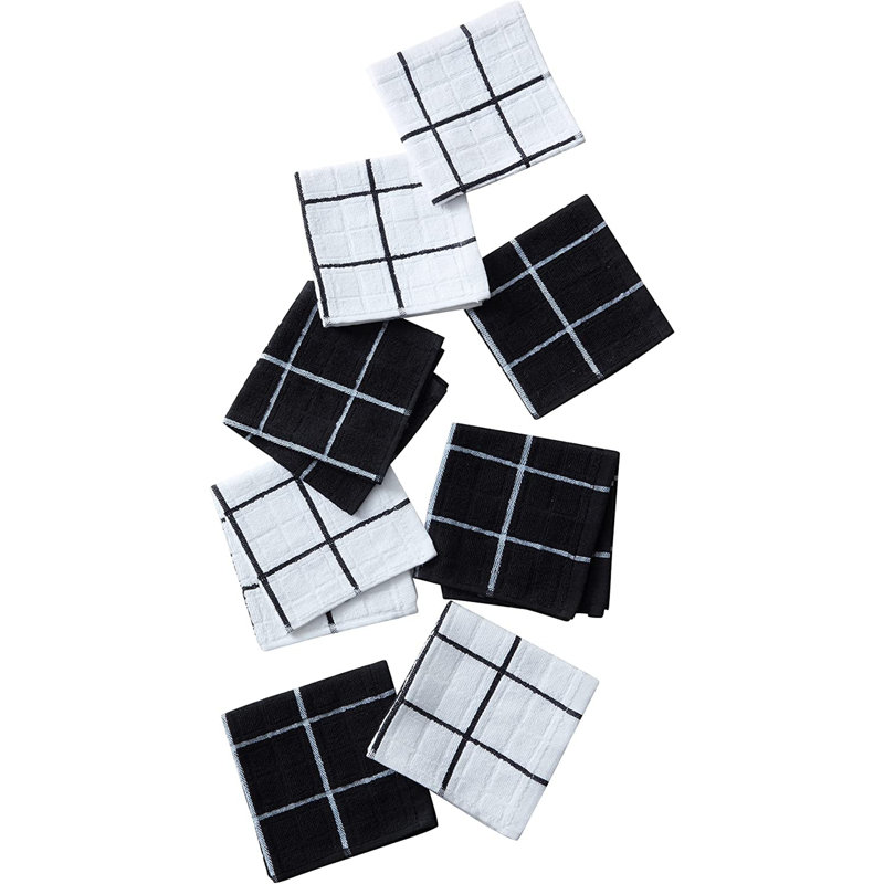 Stripe Waffle Dish Cloth Kitchen Towel, 8, Black