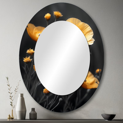 Miroir mural jaune moderne jaune coquelicots Luminous Joy II