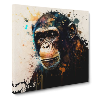 Monkey Abstract Expressionism - Wrapped Canvas