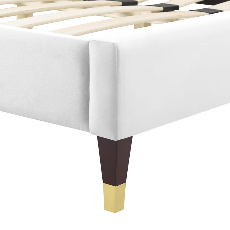 Lit plateforme en velours Performance Modway Juniper Channel, Grand, Blanc