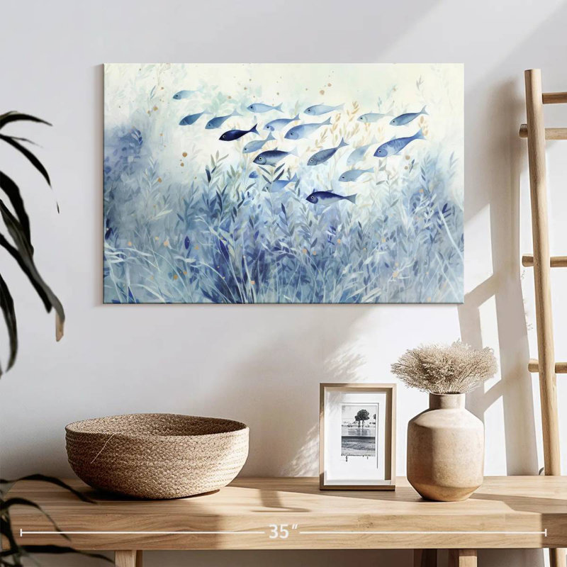Blue School Of Fish, 16" H x 24" W