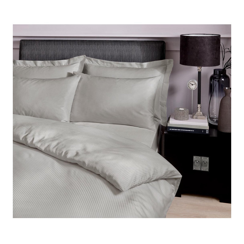 Satin Stripe 300 Thread Count Standard Pillowcase, Grey