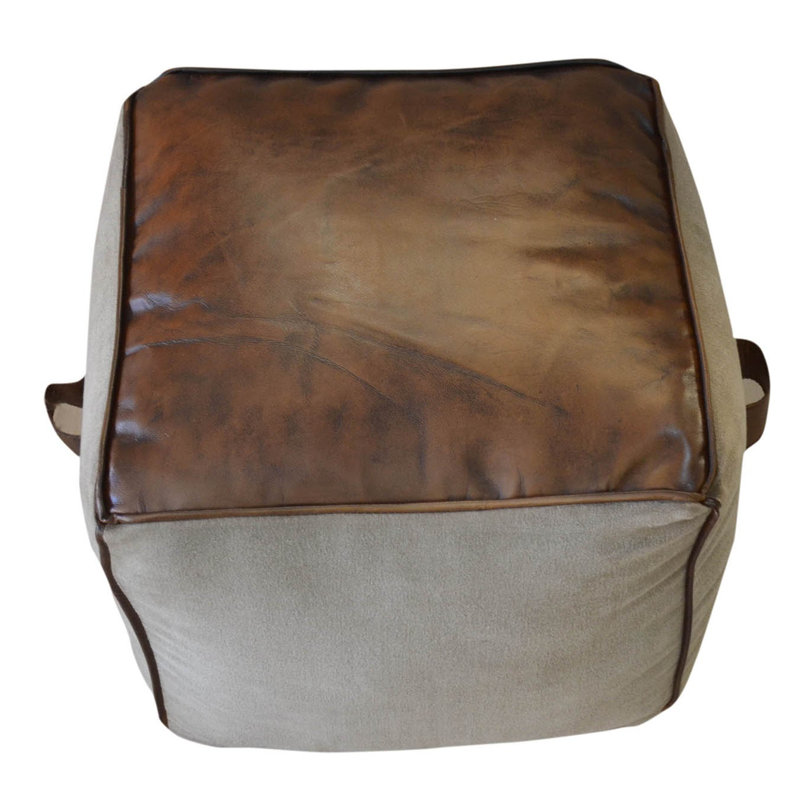 Canvas and Leather Pouf NARA 