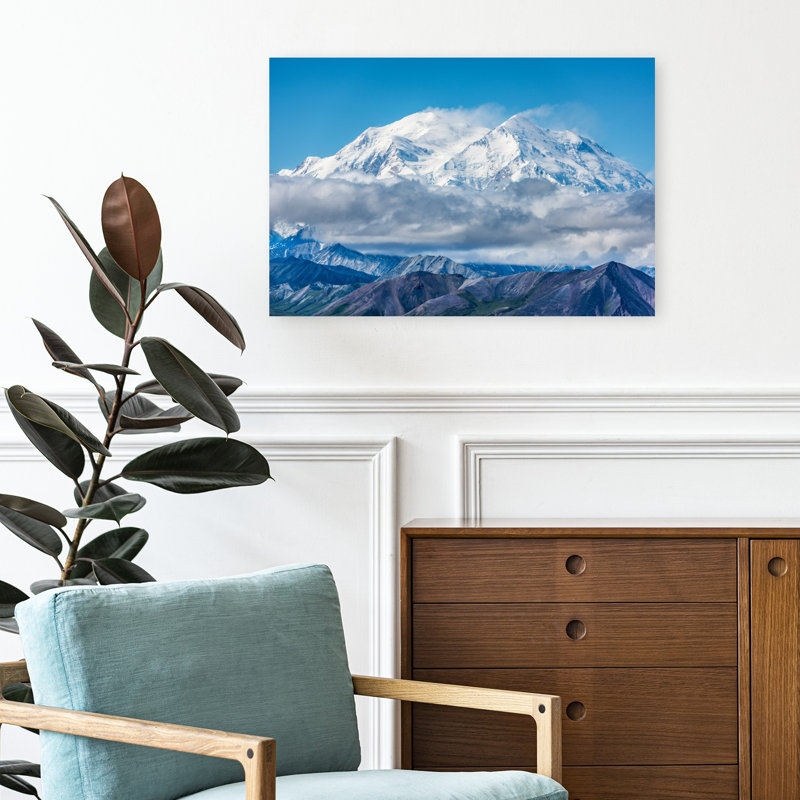 Majestic Denali Peak Serene Tranquil Abstract Landscape Mountain Wall Art Print by Jeffrey C. Sink - 1 Piece Wrapped Canvas Wall Art